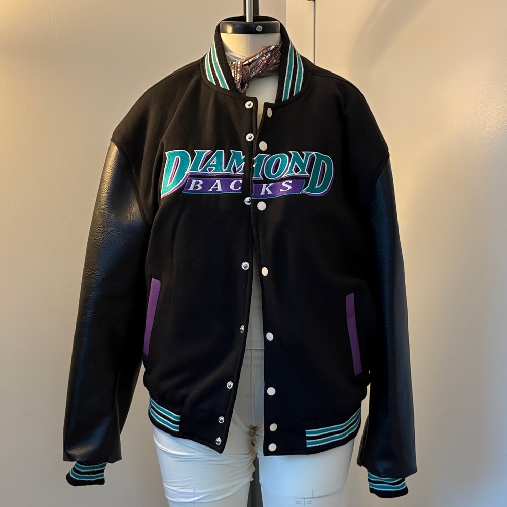 Vintage Arizona Diamondbacks MLB 2000s Leather Varsity Embroidered Jacket
